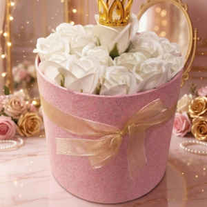 Glitter Pink-White ! Σύνθεση απο τριαντάφυλλα-σαπουνάκια σε κουτί !!