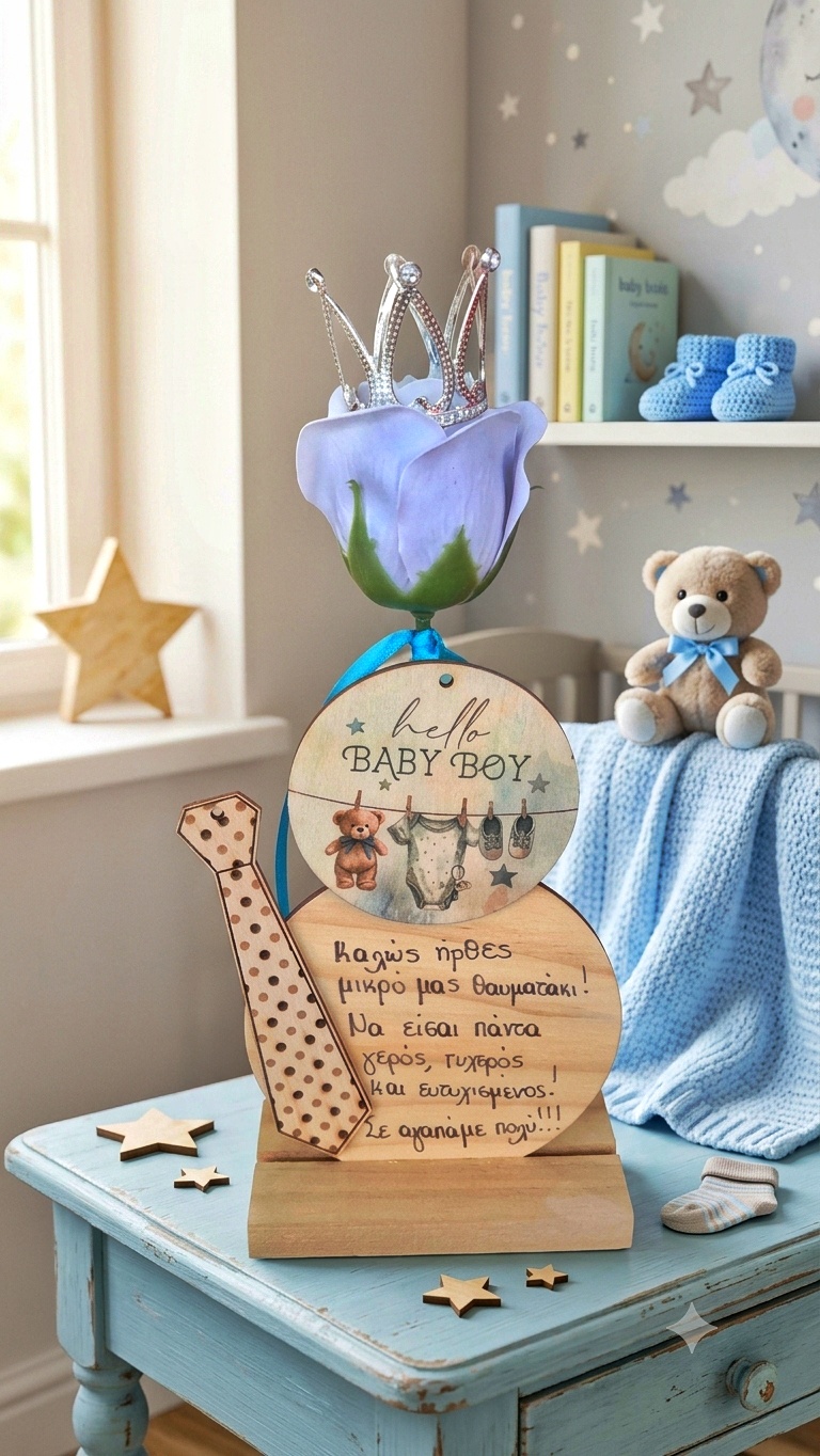 Wood baby BOY crown) 001